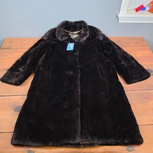 Jacques Ferber Fur Coat Womens L Brown Excellent Leopard Lining Made in Canada